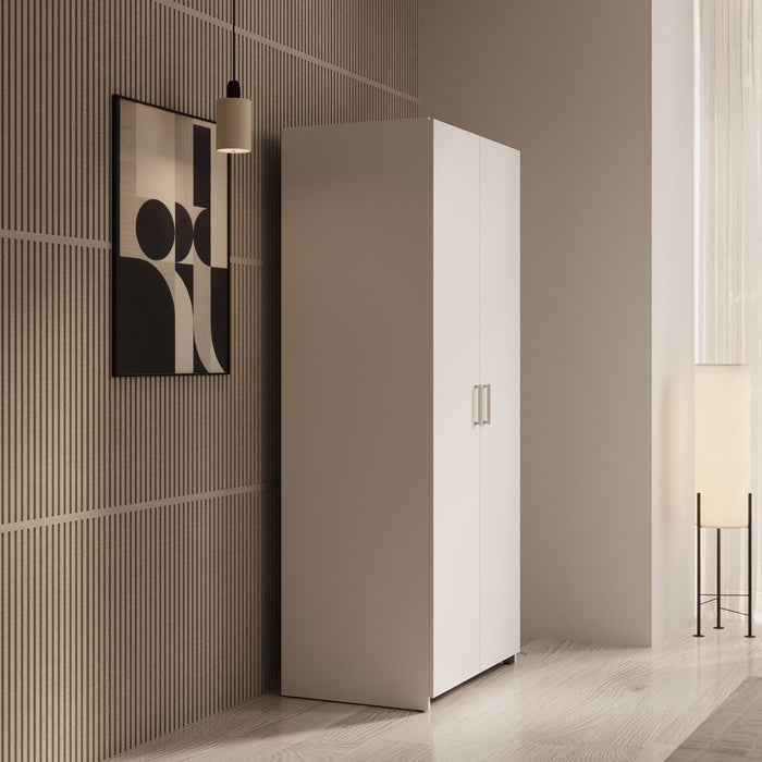 Meubella - Elario - Kledingkast 2 deurs - Wit - 80x54x191 cm