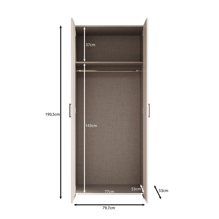 Meubella - Elario - Kledingkast 2 deurs - Wit - 80x54x191 cm