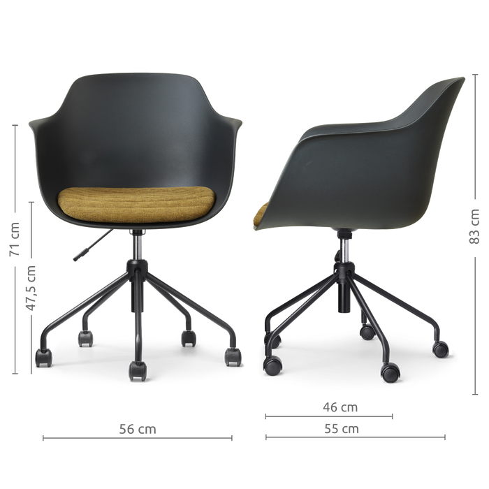 Nolon Nout-Liz eetkamerstoel zwart met mosgroen zitkussen - zwart