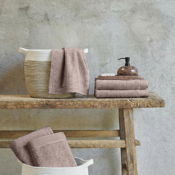 Eleganzzz Badgoedset 100% Katoen - taupe - 12-delig