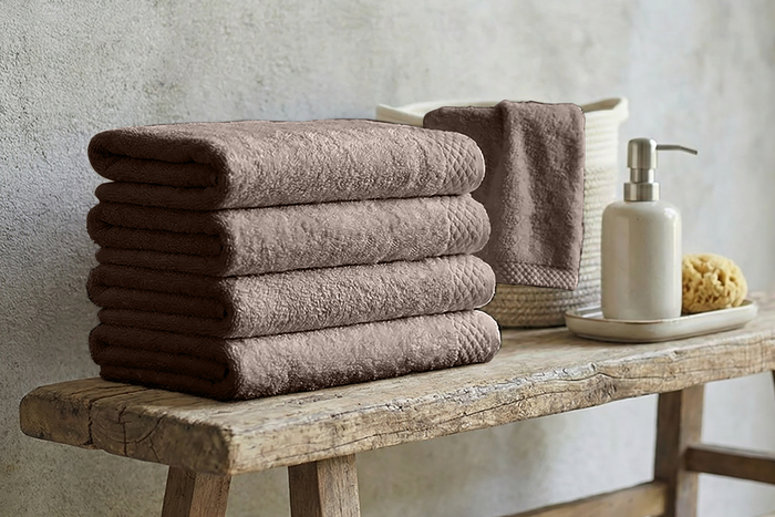 Eleganzzz Badgoedset 100% Katoen - taupe - 12-delig