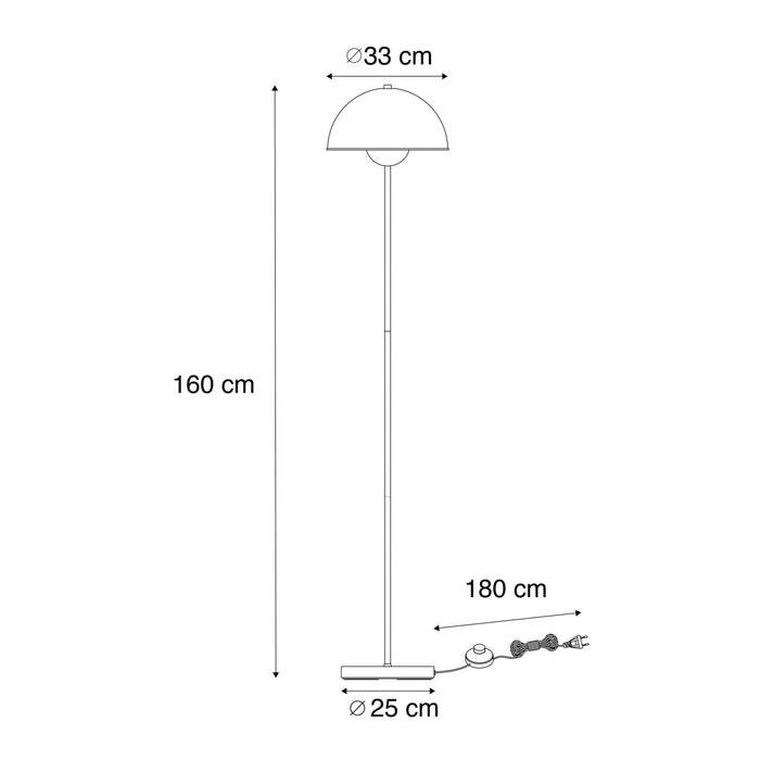 QAZQA Industriële vloerlamp zwart met goud 160 cm - Magnax