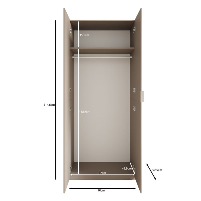 Meubella - Montclair - Kledingkast - Terracotta|Eiken - 90x53x215 cm
