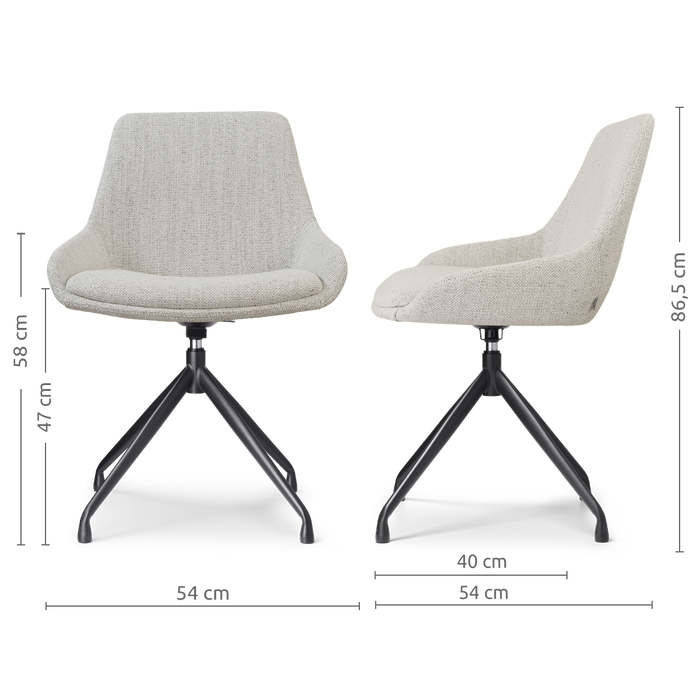 Nolon Nola-Isa Eetkamerstoel Beige Gemêleerd - Draaibaar Zwart
