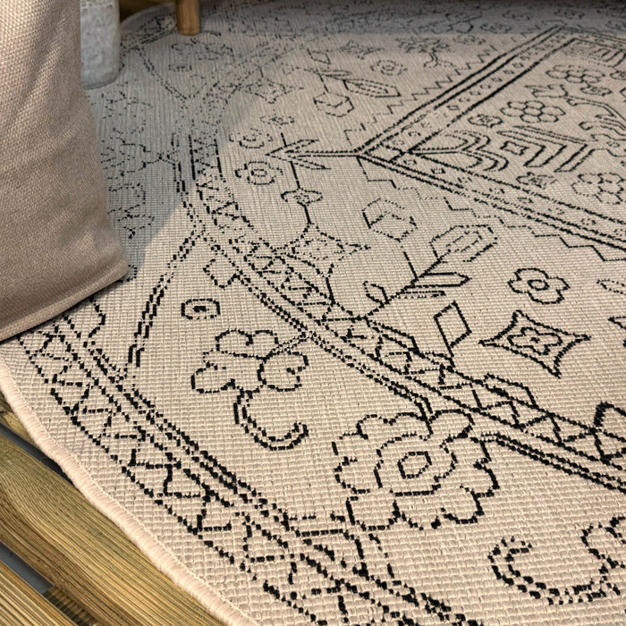 Rond buitenkleed Nova zwart|wit - Interieur05 - 240 x 240 cm