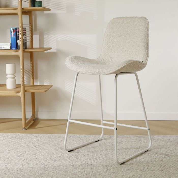 Nolon Nino-Fé Barkruk Bouclé Beige - Wit Onderstel - 75 cm