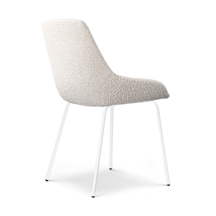 Nolon Nora-Isa Eetkamerstoel Bouclé Beige - Stof - Wit Onderstel