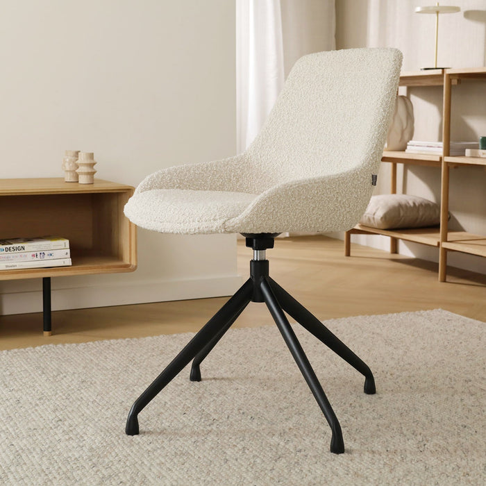 Nolon Nola-Isa Eetkamerstoel Bouclé Beige - Draaibaar Zwart Onderstel