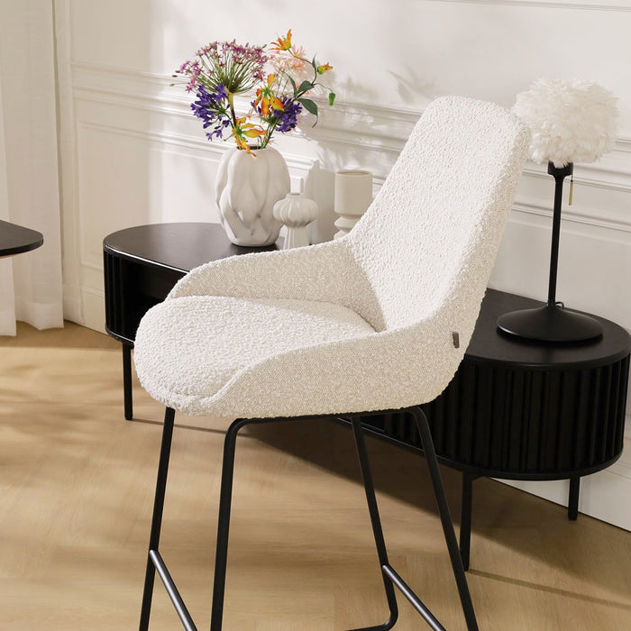 Nolon Nino-Isa Barkruk Bouclé Beige - Stof - Zwart Onderstel - 75 cm