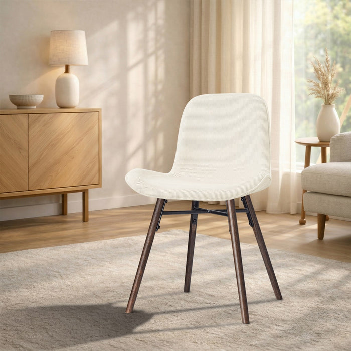 Nolon Nena-Fé Eetkamerstoel Rib Beige - Walnoot Houten Onderstel