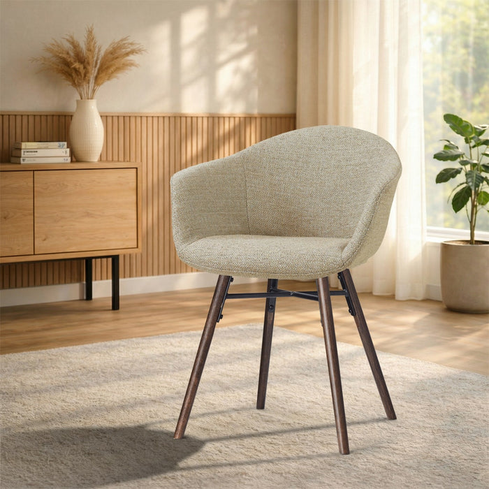 Nolon Nena-Otis Eetkamerstoel Taupe Melange - Walnoot Houten Onderstel