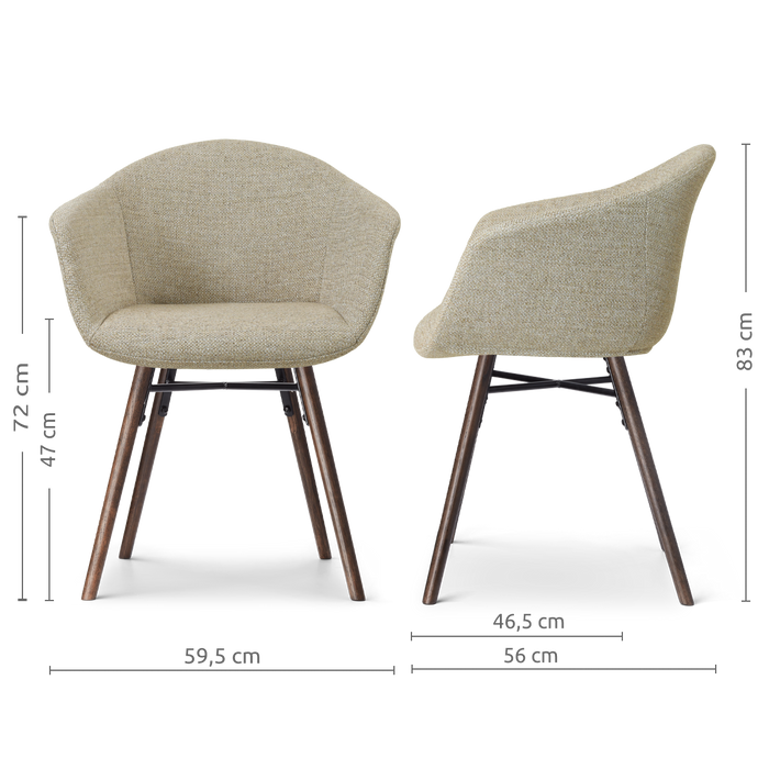 Nolon Nena-Otis Eetkamerstoel Taupe Melange - Walnoot Houten Onderstel