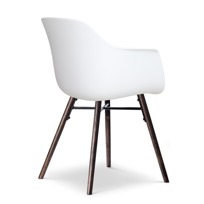 Nolon Nena-Liz Eetkamerstoel Wit met Mosgroen Zitkussen - Walnoot