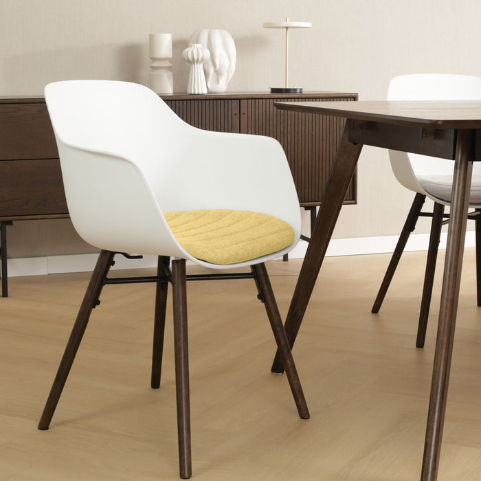 Nolon Nena-Liz eetkamerstoel wit met warm oker zitkussen - walnoot