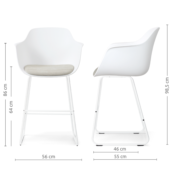 Nolon Nino-Liz Barkruk Wit met Naturelbeige Zitkussen Wit Onderstel 65