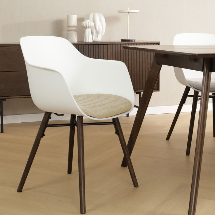Nolon Nena-Liz Eetkamerstoel Wit met Nougatbruin Zitkussen Walnoot