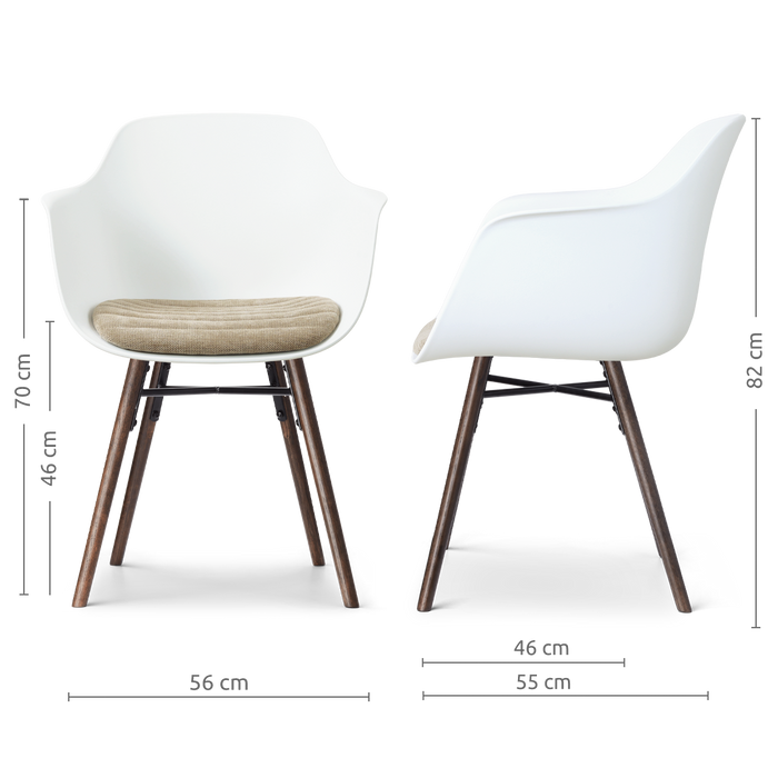 Nolon Nena-Liz Eetkamerstoel Wit met Nougatbruin Zitkussen Walnoot