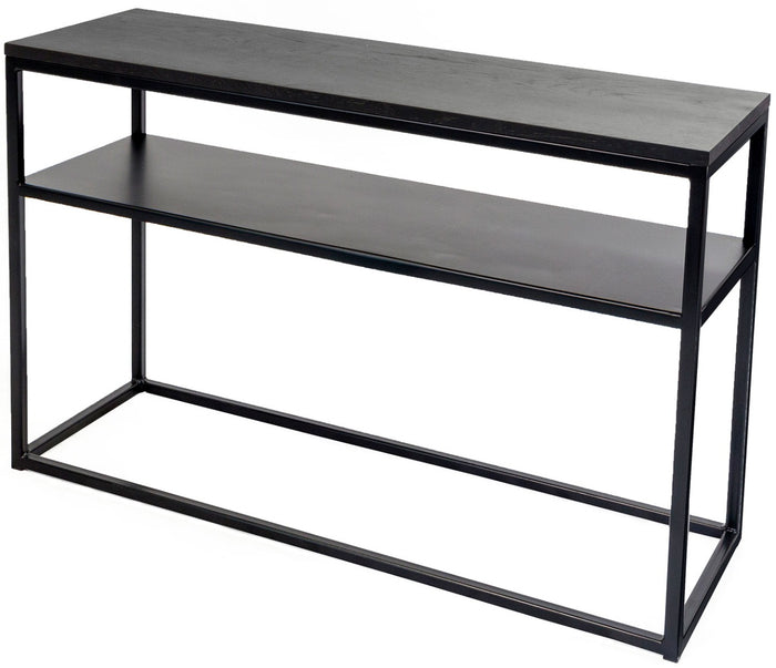 24Designs Power Sidetable – B100 X D35 X H70 Cm – Metaal – Zwart Eiken