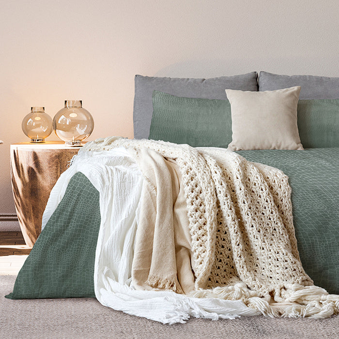 Elegance Dekbedovertrek Embossed Snake - green