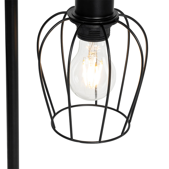 QAZQA Landelijke tafellamp zwart met hout - Stronk