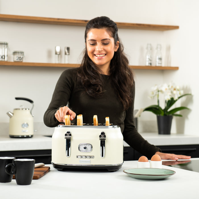 Westinghouse Retro Broodrooster - 4 Slice Toaster - Wit