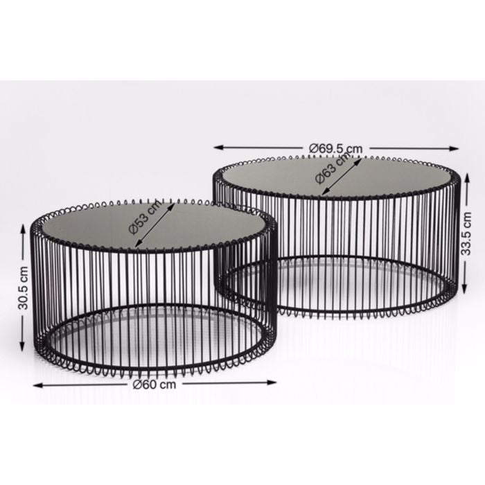 Kare Design Wire Salontafel - Set Van 2 - Zwart