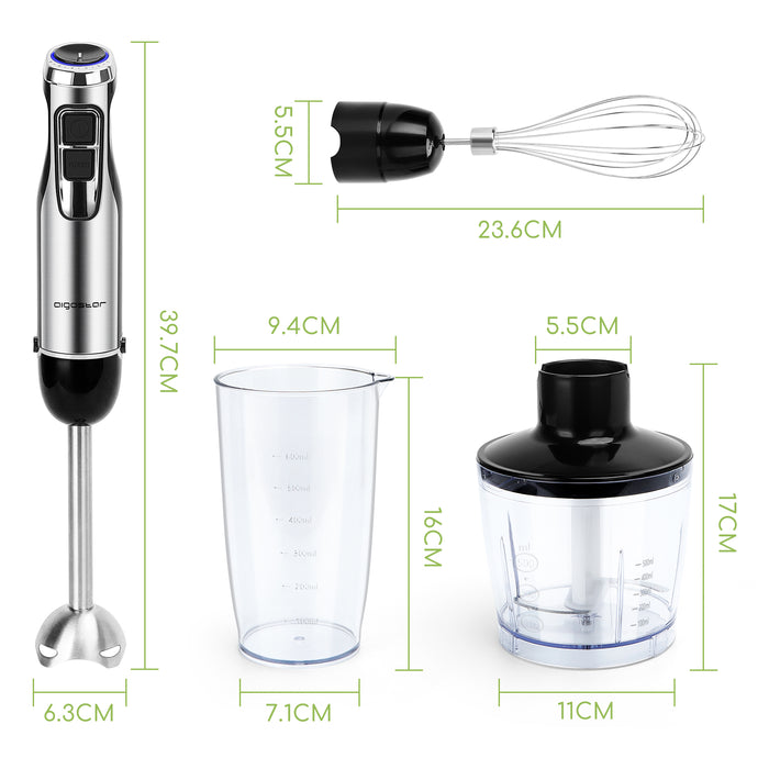 Aigostar Buckle 30IGS - Staafmixer set 1000 Watt - RVS