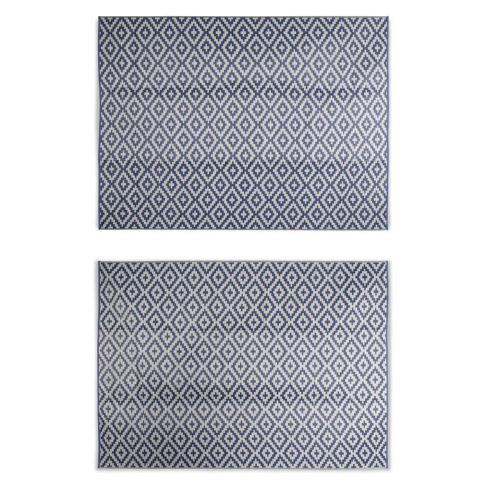 sweeek - Blauw|beige etnisch patroon interieur|buitenkant tapijt