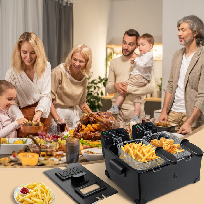 Aigostar Feast 30VDW-Dubbele frituurpan-2x3 liter-Zwart