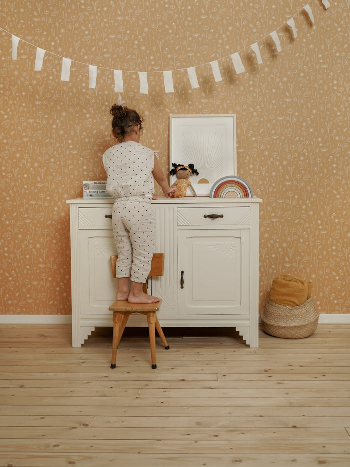 Little Dutch Wild Flowers Ochre Behang Kinderkamer - Bloemen -