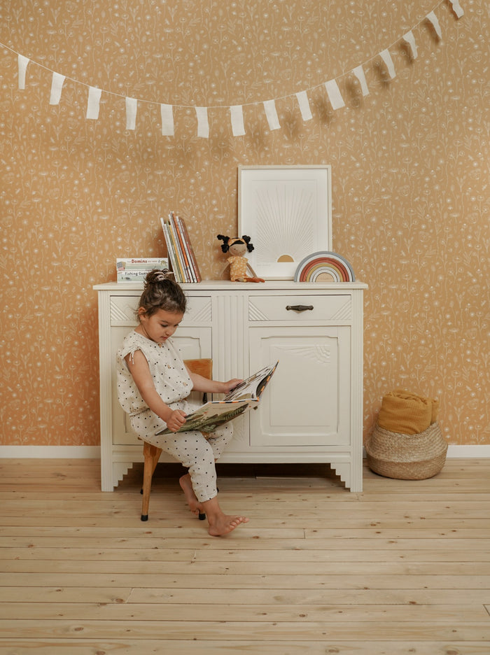 Little Dutch Wild Flowers Ochre Behang Kinderkamer - Bloemen -