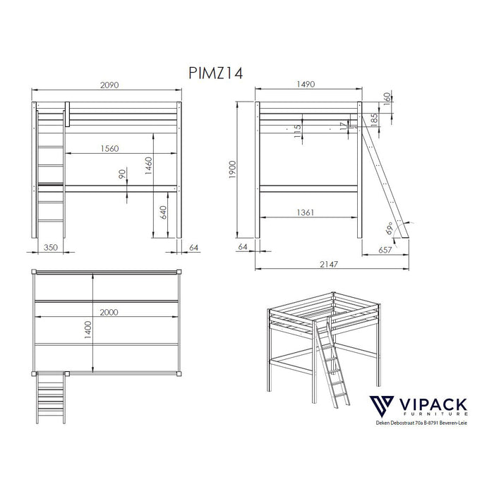 Vipack Pino Hoogslaper - 140 x 200 cm