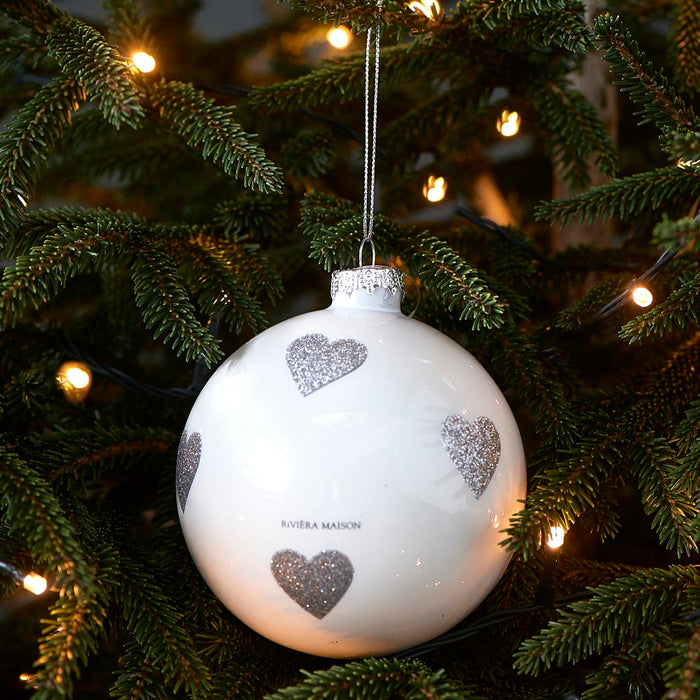 Riviera Maison Lovely Hearts Ornament white Dia 10