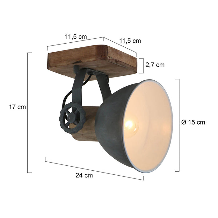 Mexlite Plafondlamp Gearwood 7968GR Grijs