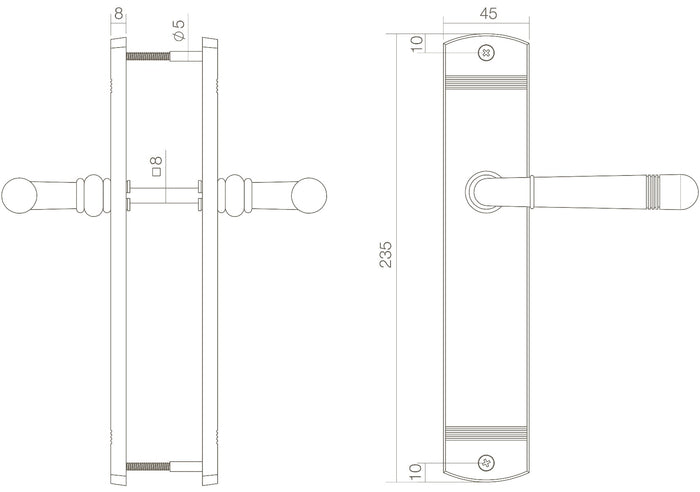 Intersteel Deurkruk Emily op schild 235x45x8 mm blind messing gelakt