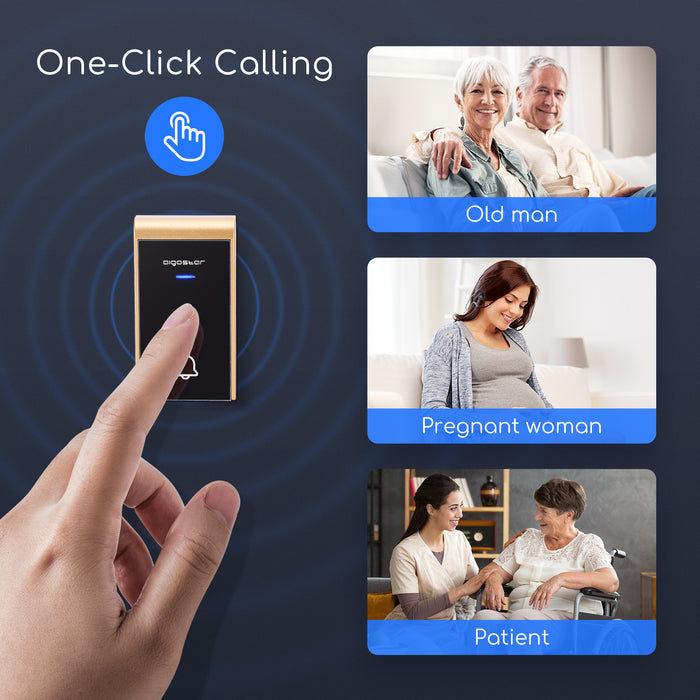 Aigostar Draadloze Deurbel - Plug&Play 3 Regelbaar volume -Zwart|Goud