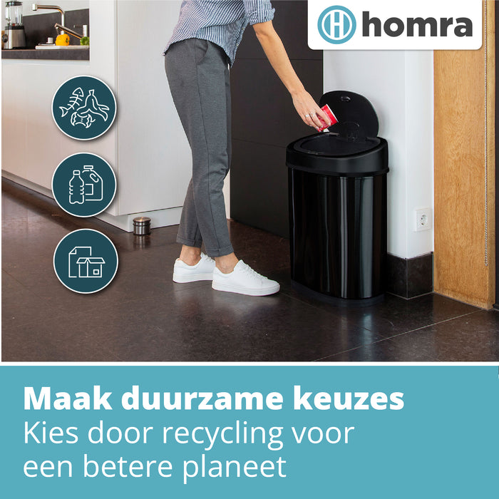 Homra FONIX Prullenbak met Sensor - 40L - Zwart