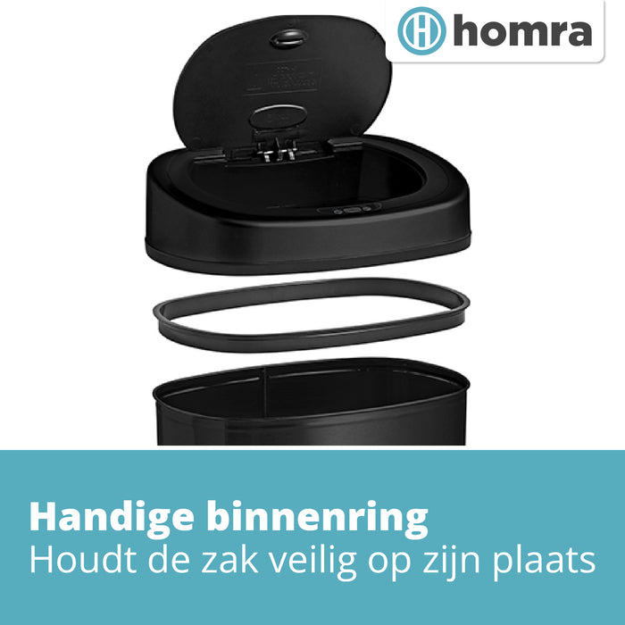 Homra FONIX Prullenbak met Sensor - 40L - Zwart
