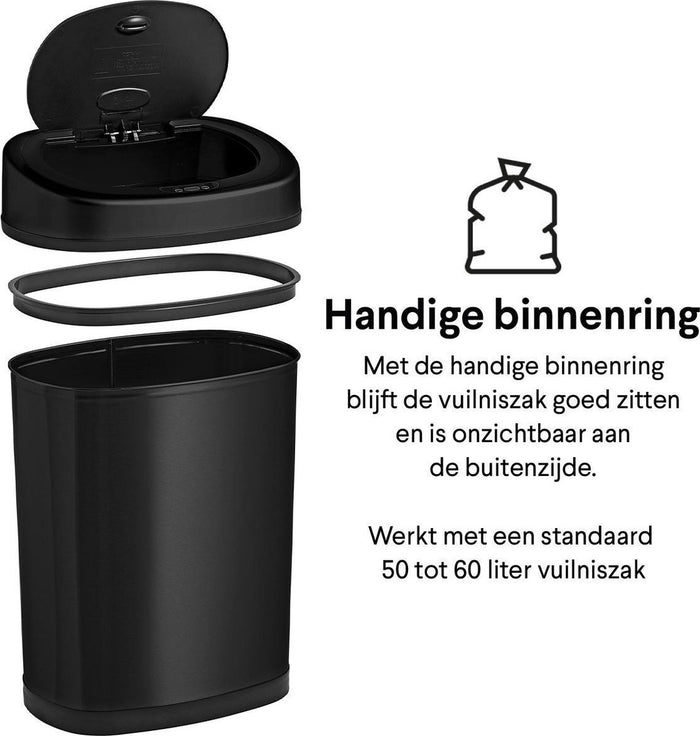 Homra FONIX Prullenbak met Sensor - 40L - Zwart