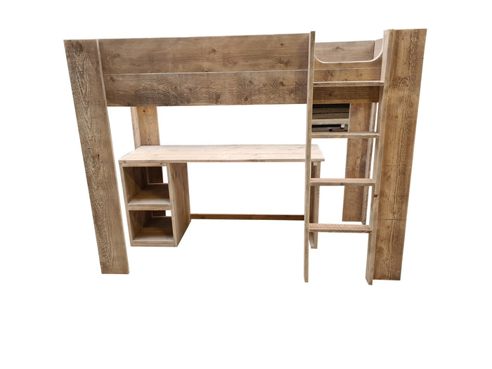 Wood4you - Hoogslaper Noortje bed met bureau Detroit steigerhout