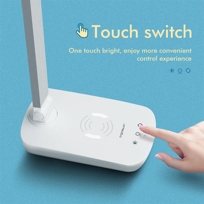 Aigostar Mona LED bureaulamp - Qi draadloos opladen - Tafellamp - Wit