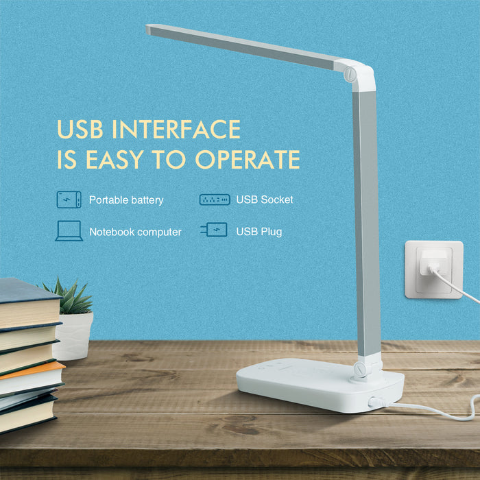 Aigostar Mona LED bureaulamp - Qi draadloos opladen - Tafellamp - Wit