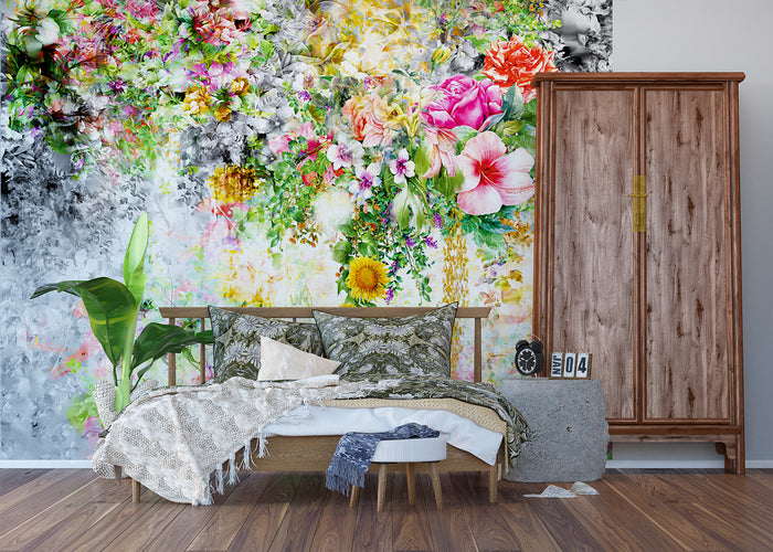 Sanders & Sanders fotobehang bloemen grijs, roze en groen - 600502 - 3