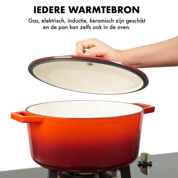 MOA Gietijzeren Braadpan 26 cm - Rond - met Deksel - ook voor Inductie