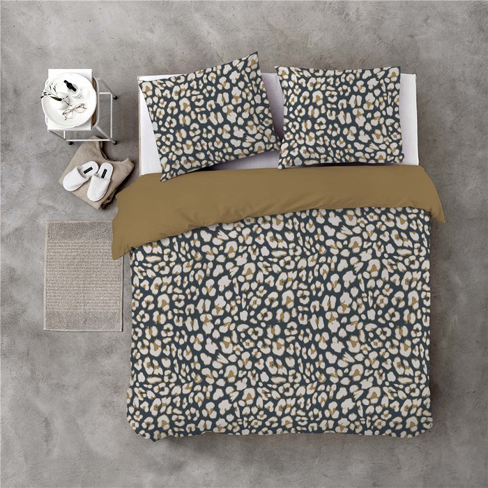 Byrklund - Dekbedovertrek Lazy Leopard - 140x220 - Okergeel