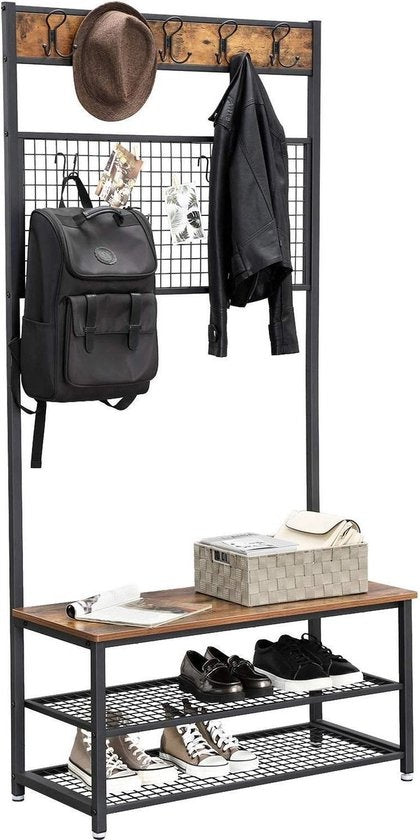 O'DADDY - Vasagle Garderoberek met Kapstok - Schoenenrek - Industrieel