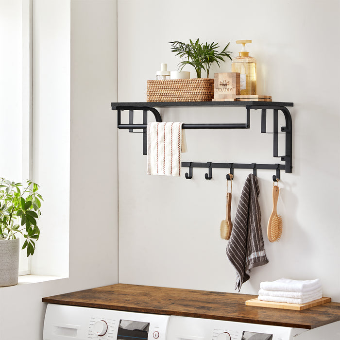 O'DADDY® Wandkapstok – Kapstok met 5 haken - 66x30x27cm - donkergrijs