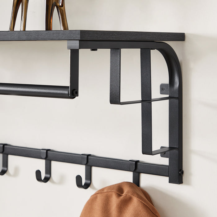 O'DADDY® Wandkapstok – Kapstok met 5 haken - 66x30x27cm - donkergrijs