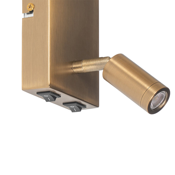 QAZQA Moderne wandlamp wit en brons met leeslamp - Renier