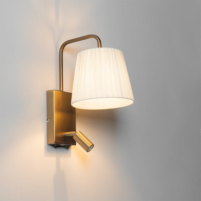 QAZQA Moderne wandlamp wit en brons met leeslamp - Renier